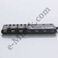 Хаб (концентратор) USB 3.0 10-портовый 3Q UPH10-0406S, КНР