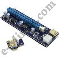  Riser card PCI-Ex1 M -> PCI-Ex16 F (Molex 6pin, SATA), 