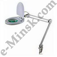 Лампа-лупа (кольцевая лампа) на струбцине круглая настольная 5Х с подсветкой с крышкой, белая REXANT 31-0222, КНР