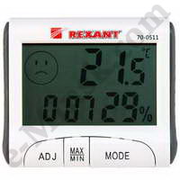 Термогигрометр комнатный с часами и функцией будильника REXANT 70-0511, КНР